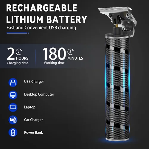 Vista 6 de Ufree Cortadora de barba para hombres, Cuchillas en T de separación cero, Cortapelos inalámbrico, Afeitadoras eléctricas para hombres, Kit de aseo