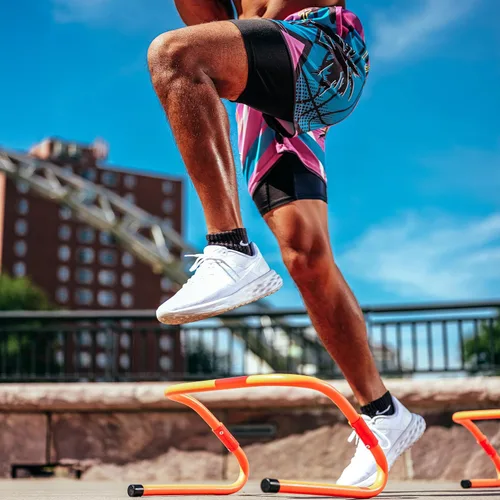 Vista 6 de Get Out! Agility Hurdles Equipo de entrenamiento – 6 unidades de 2 vías pliométricas y obstáculos de velocidad para fútbol y fútbol