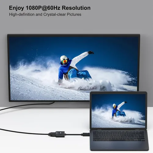 Vista 5 de BENFEI Conversor DisplayPort a VGA, cable macho a hembra chapados para Lenovo, Dell, HP, ASUS.