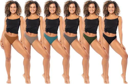 Vista 2 de Sexy Basics Paquete de 6 tangas deportivas activas para mujer, ropa interior suave