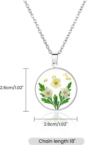 Vista 43 de Pressed Flower Necklace Gift for Women Personalized Handmade Necklaces Birth Flower Necklace