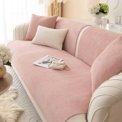 Vista 7 de vctops Funda de pana suave para sofá, funda de felpa cálida antideslizante para sofá seccional, protector de muebles para niños, perros y mascotas