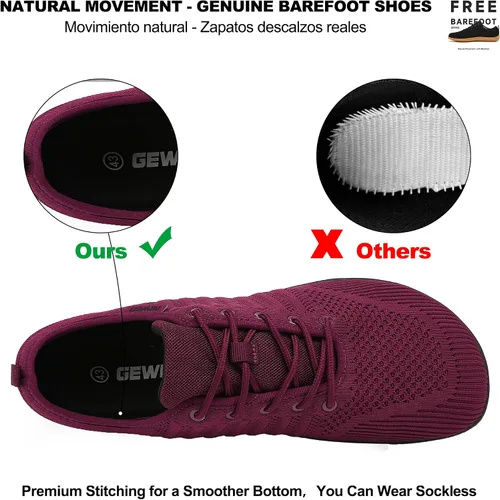 Vista 4 de Geweo Zapatos minimalistas unisex Suela sin caída Puntera ancha Comodidad más flexible Movimiento natural en forma de pie Zapatos deportivos