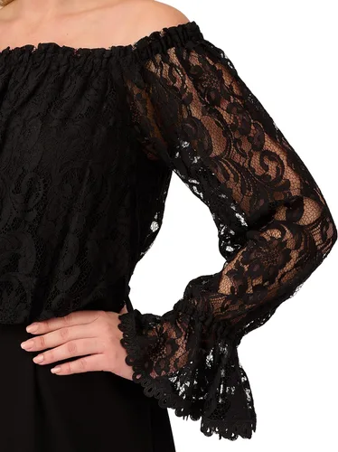 Vista 4 de Adrianna Papell womens Off Shoulder Lace TopCrepe Pant Jumpsuit