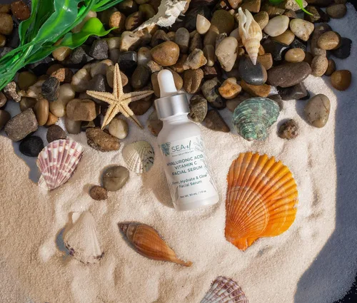 Vista 5 de Sea-el Suero facial con ácido hialurónico y vitamina C, hidratación reafirmante y resplandor, hidratante facial antienvejecimiento, cuidado diario