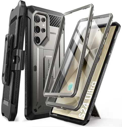 Vista 13 de SUPCASE Funda para Samsung Galaxy S24 Ultra con soporte, [Unicorn Beetle Pro] [2 marcos frontales]