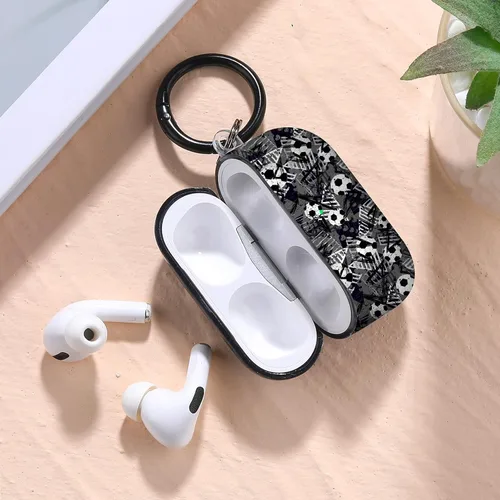 Vista 5 de Gedicht Funda para Airpods Pro, lindo diseño de fútbol de TPU suave fundas para Airpods Pro 1ª generación, a prueba de golpes para Airpods Pro 2019