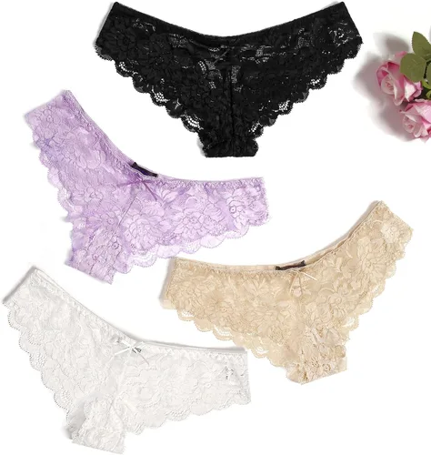 Vista 13 de Avidlove Bragas de Encaje Floral para Mujer Ropa Interior Sexy Hipster Bragas de Bikini Atrevidas Cintura en Forma de V Tangas 1 pieza negro