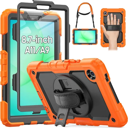 Vista 19 de HXCASEAC Funda para Samsung Galaxy Tab A9 de 8,7 pulgadas, protectora con protector de pantalla/correa de mano/soporte para bolígrafo, resistente a