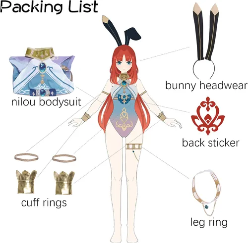 Vista 4 de Traje de conejo para mujer, disfraz de conejo para cosplay de Genshin Impact Bunny