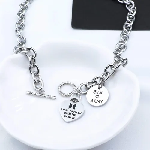 Vista 4 de G-Ahora Bangtan Boys Necklace for Girls Kpop Bangtan Boys Bangtan Necklace Bangtan Boys Army Jewelry Bangtan Boys to Love Yourself Army Necklace