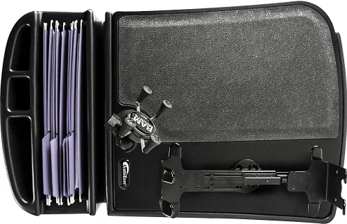 Vista 3 de AutoExec AUE00667 - Escritorio de control maestro eficiente para automóvil, acabado de abedul, con inversor de corriente integrado de 200 vatios