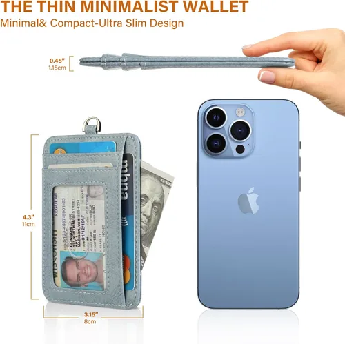 Vista 4 de Lavemi Slim RFID Blocking Card Holder Minimalist Leather Front Pocket Wallet for Women