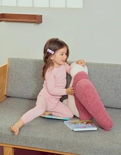 Vista 2 de moimoln Pijama de algodón suave y liso de manga larga para bebés y niños, 6 meses a 5 años