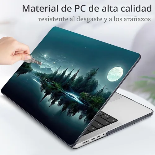 Vista 6 de Tuiklol - Funda para MacBook Pro de 14 pulgadas, versión 2026, 2025, 2024 Noche bosque oscuro