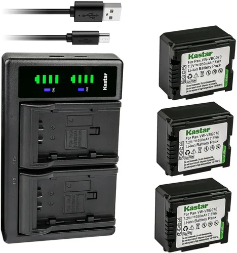 Vista 6 de Kastar VW-VBG070 LTD2 Cargador de batería USB de repuesto para Panasonic HDC-HS20, HDC-HS20K, HDC-HS100, HDC-HS100GK, HDC-HS200, HDC-HS250