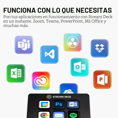 Vista 7 de Elgato Stream Deck Mini: controla Zoom, Teams, PowerPoint, MS Office y más, aumenta la productividad con integración perfecta para aplicaciones