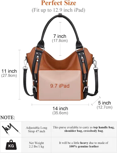 Vista 5 de Over Earth Bolsos de cuero genuino para mujer, bolso de hombro Hobo para mujer