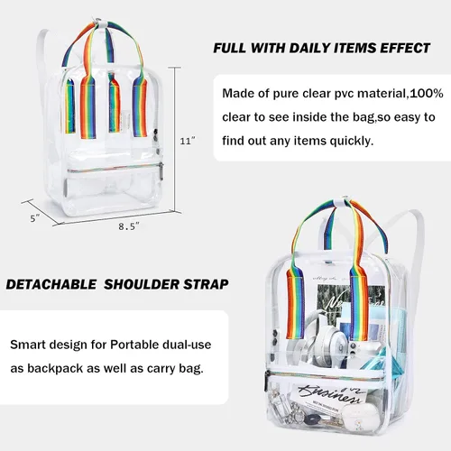 Vista 3 de mommore Mochila transparente resistente y duradera para la escuela el trabajo