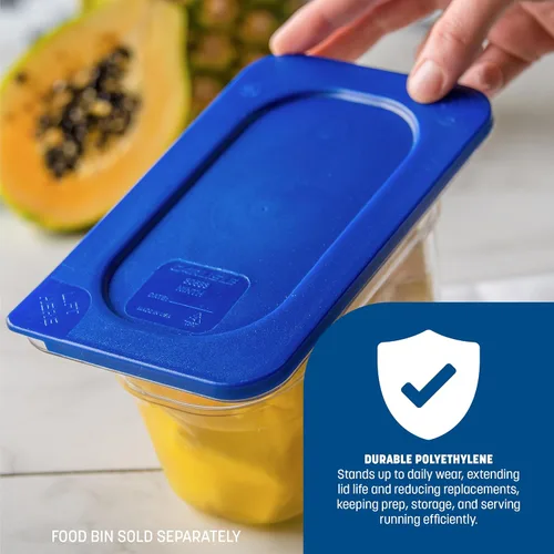 Vista 7 de Carlisle FoodService Products 3058360 Smart Lid Tapa de polietileno de noveno tamaño, azul oscuro, 6.8 x 4.3 x 0.5 pulgadas, 1.28 onzas