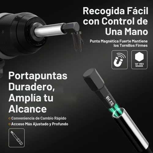 Vista 5 de GRENPRO Juego de 27 brocas de llave Allen de cabeza hexagonal, vástago hexagonal de 1/4 de pulgada de cambio rápido, juego de puntas