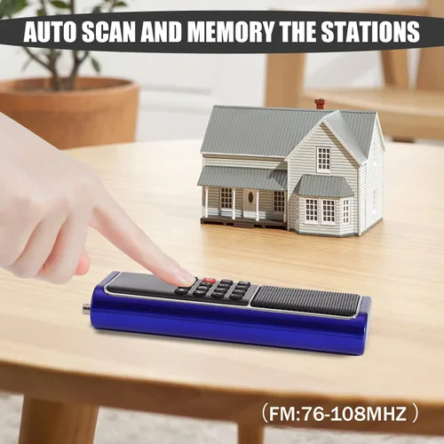 Vista 10 de Leting Radio FM portátil, altavoz MP3 con tarjeta TF/grabación USB, batería recargable de emergencia, la mejor recepción (azul)