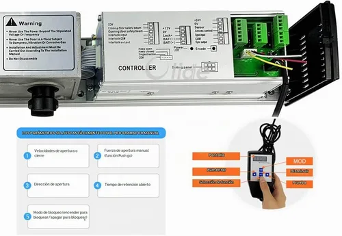 Vista 9 de Puerta giratoria automática, abridor de puerta oscilante, control remoto, apertura oscilante, operador de puerta resistente con 2 botones de salida