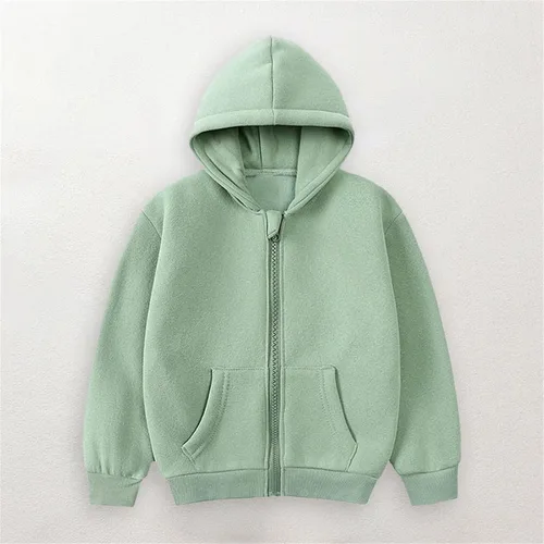 Vista 2 de iQKA Toddler Kids Baby Outwear Long Sleeve Round Neck Solid Color Jacket Zipper Hooded Light Weight Jackets Girls
