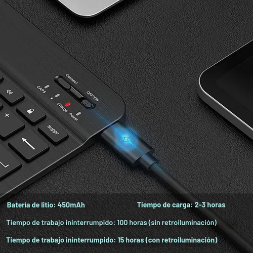 Vista 5 de Funda con teclado para Lenovo Tab M11 de 11 pulgadas 2024 (TB330FU/TB330XU), 7 colores con retroiluminación de arco iris desmontable Bluetooth