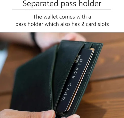 Vista 5 de Dom Teporna Italia Bifold Hombres de Cuero de grano Completo Itario con Pass Case Thin Card Holder Monedero