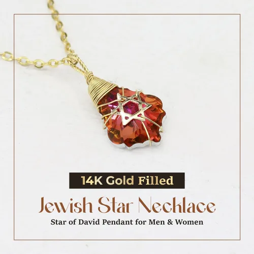 Vista 20 de Collar de estrella de David para mujeres y hombres, collar de estrella judía relleno de oro de 14 quilates, collar de Israel