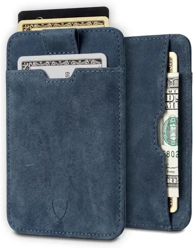 Vista 16 de Vaultskin CHELSEA - Cartera de piel delgada con bloqueo RFID para hombre, tarjetero minimalista con bolsillo frontal, Ámbar, Minimalista
