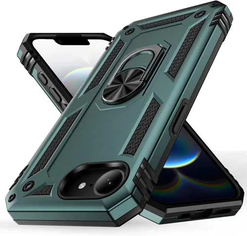 Vista 14 de Korecase Funda de teléfono para iPhone 16 con anillo de soporte, grado militar, a prueba de golpes, cuerpo completo, protección resistente para Negro