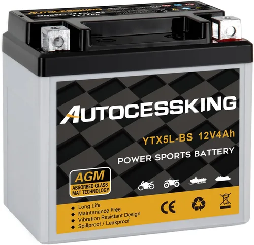 Vista 14 de Autocessking YTX4L-BS - Batería de motocicleta de 12V 3Ah recargable, libre de mantenimiento, sellada AGM, batería de reemplazo para Powersport, ATV