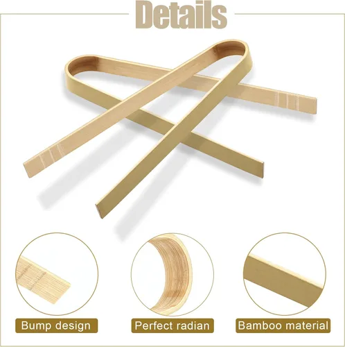Vista 3 de LUTER 20 pinzas de madera de 4.72 pulgadas, utensilios de cocina desechables, mini pinzas de bambú naturales para pan y té, cocina