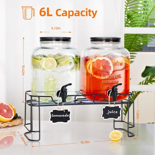 Vista 2 de 2 dispensadores de bebidas de 1.5 galones para fiestas, dispensador de bebidas con soporte, dispensadores grandes de bebidas de agua con espita