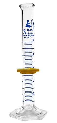 Vista 9 de Cilindro graduado, 33.8 fl oz - ASTM, tolerancia clase A ±3.0.0 fl oz - Collar protector, base hexagonal - Graduaciones azules - Vidrio