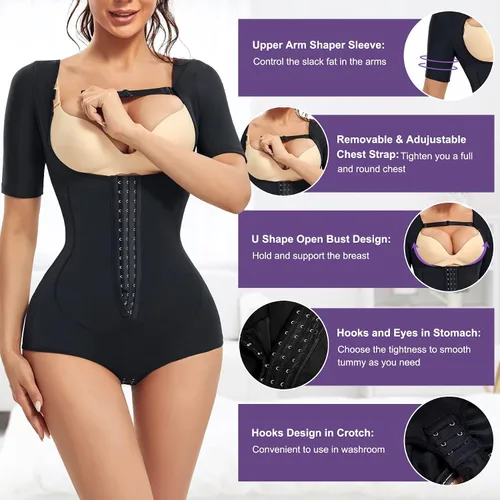 Vista 2 de MERYOSZ Entrenador de cintura para mujer, control de abdomen, tanga moldeadora de brazos, corsé moldeador de fajas moldeadoras de busto abierto