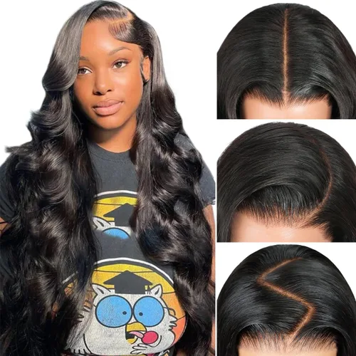 Vista 10 de Pizazz Pelucas de cabello humano rubio miel con encaje frontal, prearrancadas con línea de cabello natural de 13 x 4, sin pegamento, pelucas