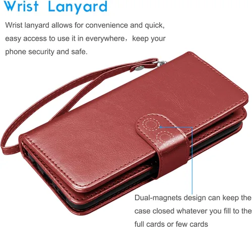 Vista 6 de Tekcoo Funda para Galaxy A21, [versión de EE. UU.] Funda tipo cartera para Galaxy A21, de piel sintética de lujo, ranuras para tarjetas de crédito