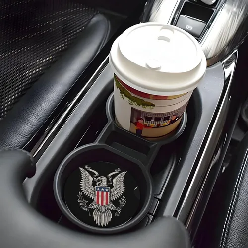 Vista 2 de Posavasos de cerámica absorbente para portavasos de automóvil, diseño de águila calva de 2.56 pulgadas, antideslizantes, universales, para mujeres