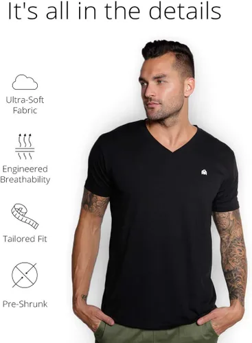 Vista 2 de INTO THE AM - Camisetas de cuello en V para hombre, ultra suaves y modernas.