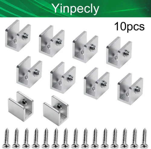 Vista 4 de Soporte de estante de vidrio ajustable de aleación de aluminio, soporte de clip de abrazadera de gabinete de puerta rectangular para 0.197-0.315 in