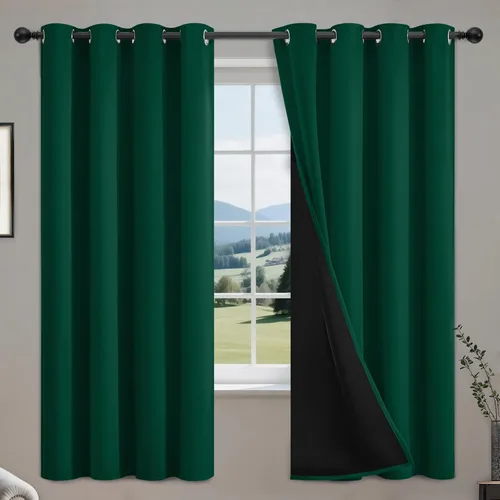 Vista 46 de COSVIYA Cortinas opacas 100% beige Biscotti para dormitorio, juego de 2 paneles de 63 pulgadas de largo, bloqueo de luz completa, aislamiento