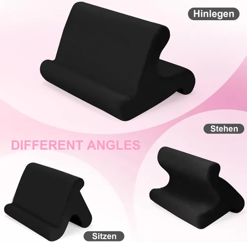 Vista 6 de Soporte universal multiángulo para tableta, soporte suave con soporte de teléfono negro para regazo, rodilla, sofá y cama, compatible con iPad Pro