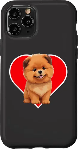 Vista 10 de iPhone 15 Cute Happy Chow Puppy Dog Cartoon Dog to Fall in Love Case