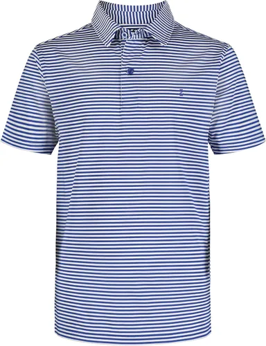 Vista 23 de Izod Boys' Performance Golf Grid Short Sleeve Stretch Collared Polo Shirt Atomizador Raya Azul