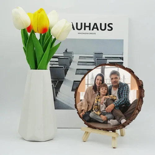 Vista 6 de Álbum de marco de fotos personalizado impresión de fotos personalizada en rodajas de madera, fotografía personalizada sobre obras de arte de madera