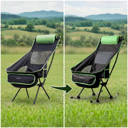 Vista 3 de Silla Mecedora Plegable de Camping 2 en 1 con Bolsillo, Cojín y Bolsa de Transporte Trillow InnovaGoods