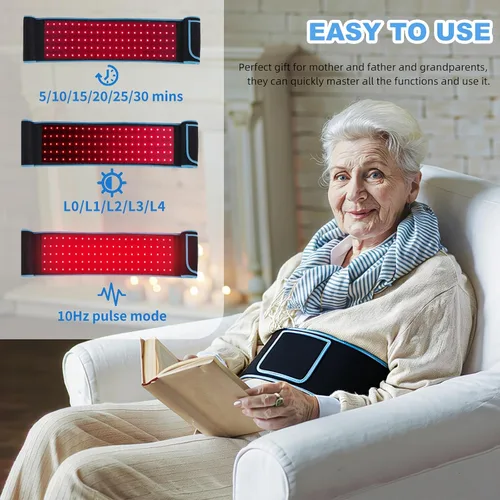 Vista 5 de Terapia de luz roja, terapia de luz infrarroja para cuerpo, cintura, espalda, hombro, pierna, alivio muscular, rodilla, 3 chips en 1, 660 nm, 850